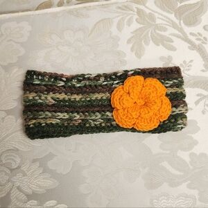 Camo Crochet Ear Warmer With Flower
